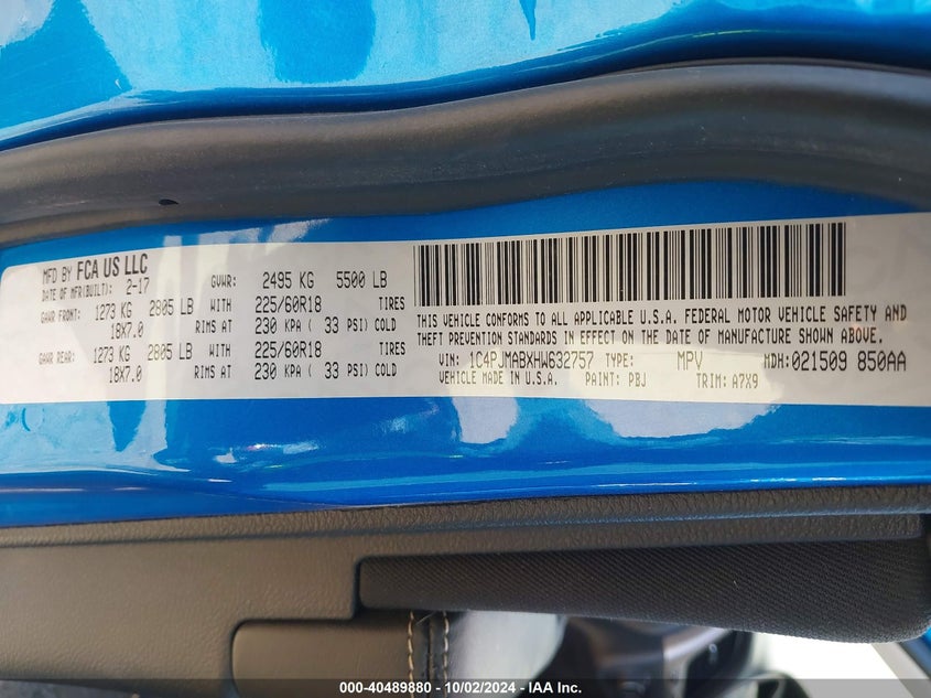 1C4PJMABXHW632757 2017 Jeep Cherokee Altitude 4X4