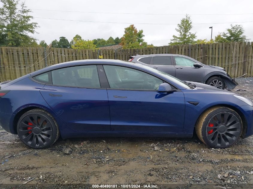 2023 Tesla Model 3 Performance Dual Motor All-Wheel Drive VIN: 5YJ3E1EC2PF628046 Lot: 40490181