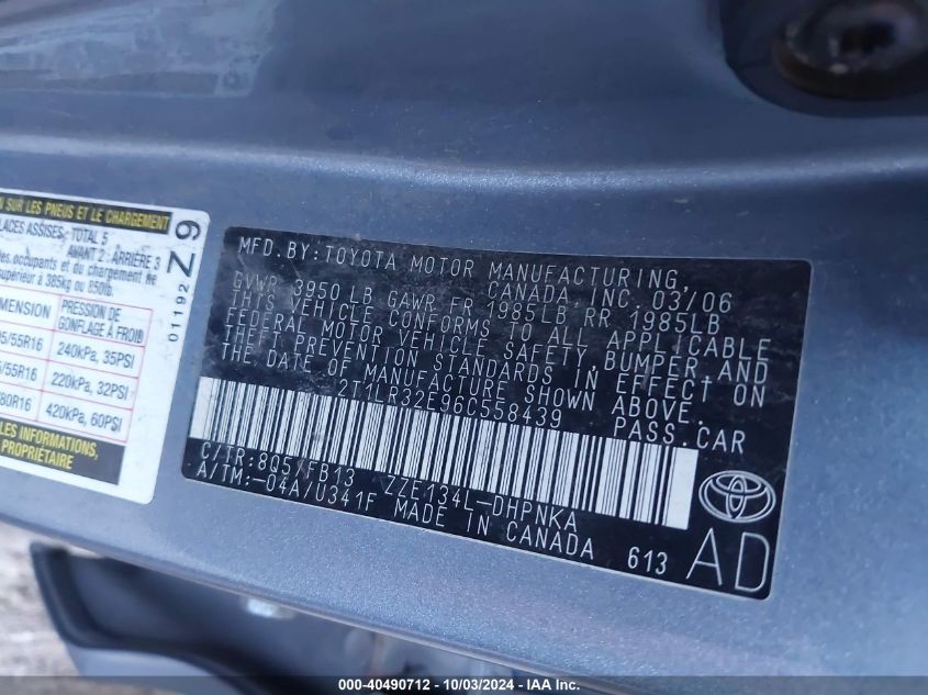 2T1LR32E96C558439 2006 Toyota Matrix Xr