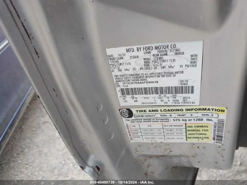 2010 Ford F-150 VIN: 1FTFX1EV3AFD30603 Lot: 40490739