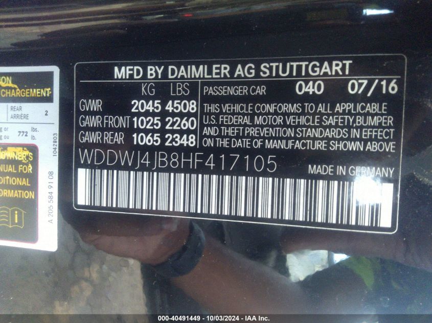 WDDWJ4JB8HF417105 2017 Mercedes-Benz C 300