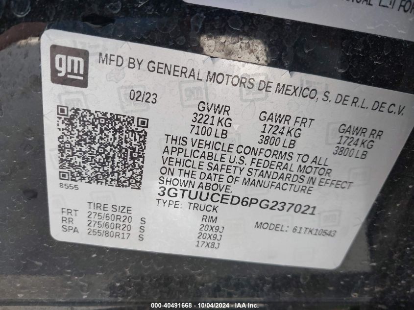 3GTUUCED6PG237021 2023 GMC Sierra 1500 4Wd Short Box Elevation With 3Sb