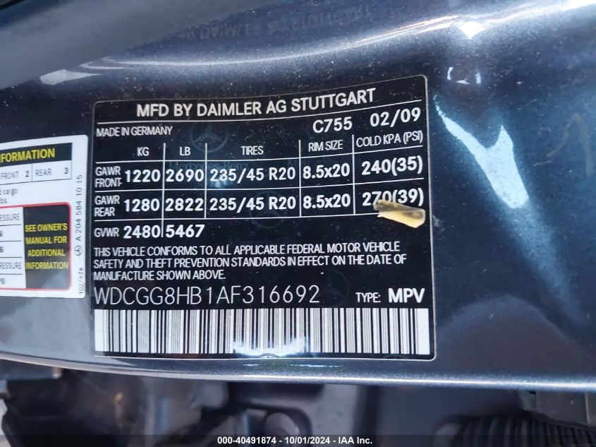 WDCGG8HB1AF316692 2010 Mercedes-Benz Glk 350 4Matic