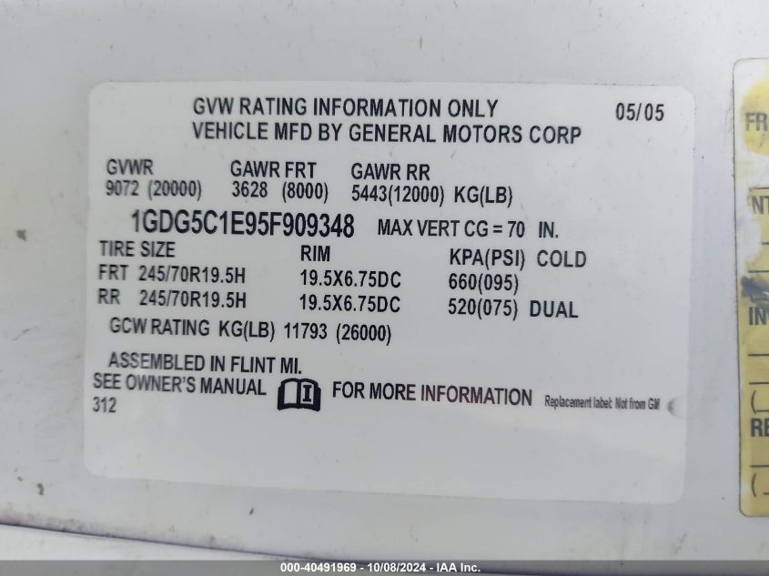 1GDG5C1E95F909348 2005 GMC C5500