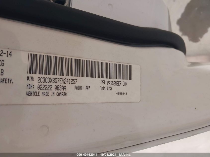 2C3CDXBG7EH241257 2014 Dodge Charger Se