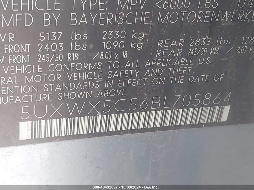 5UXWX5C56BL705864 2011 BMW X3 xDrive28I