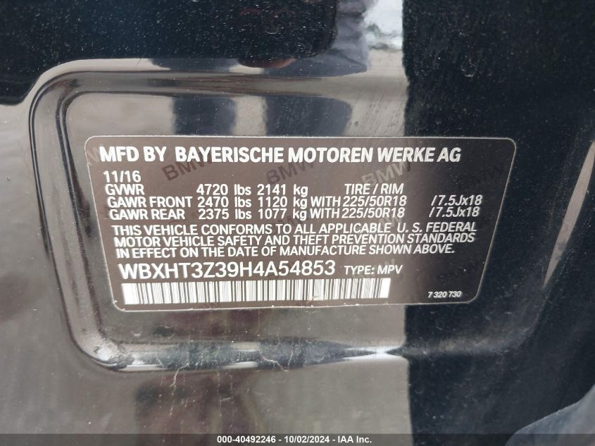 WBXHT3Z39H4A54853 2017 BMW X1 xDrive28I