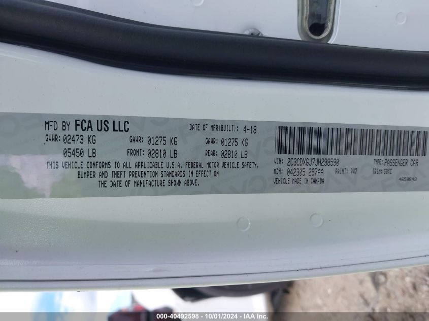 2C3CDXGJ7JH298590 2018 Dodge Charger R/T Scat Pack Rwd