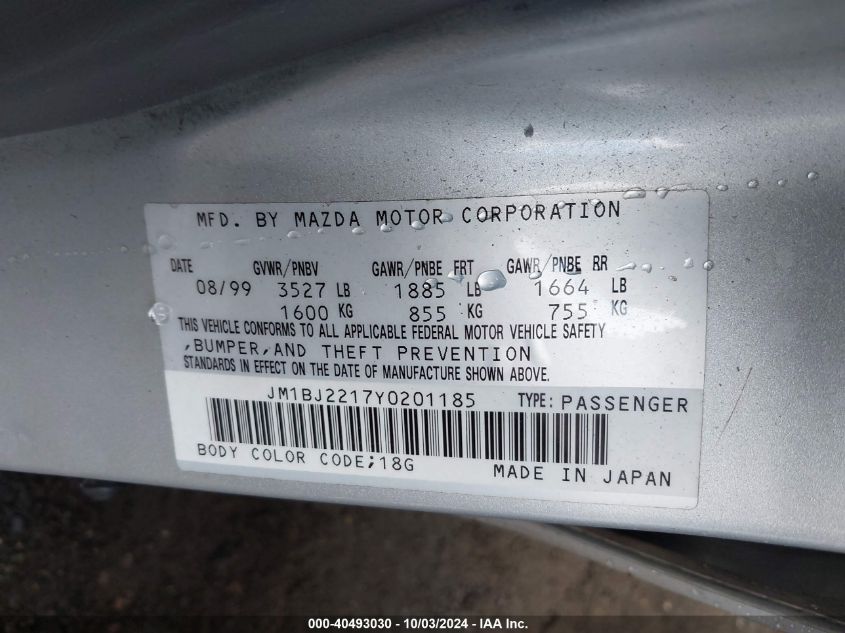 JM1BJ2217Y0201185 2000 Mazda Protege Es