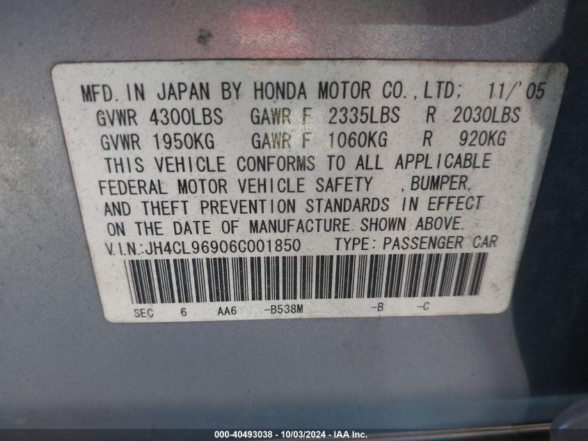 JH4CL96906C001850 2006 Acura Tsx