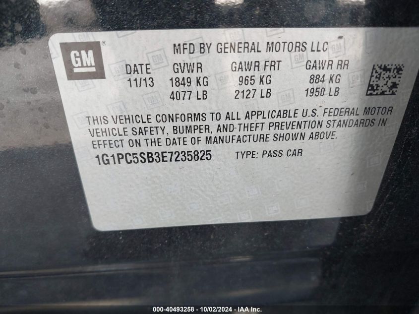 1G1PC5SB3E7235825 2014 Chevrolet Cruze 1Lt Auto