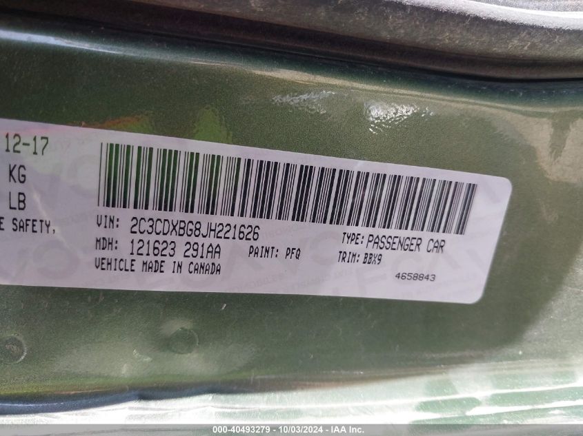 2C3CDXBG8JH221626 2018 Dodge Charger Sxt Rwd