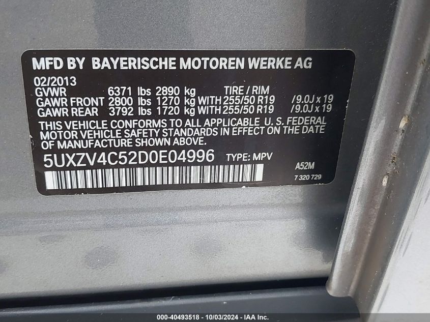 5UXZV4C52D0E04996 2013 BMW X5 xDrive35I/xDrive35I Premium/xDrive35I Sport Activity