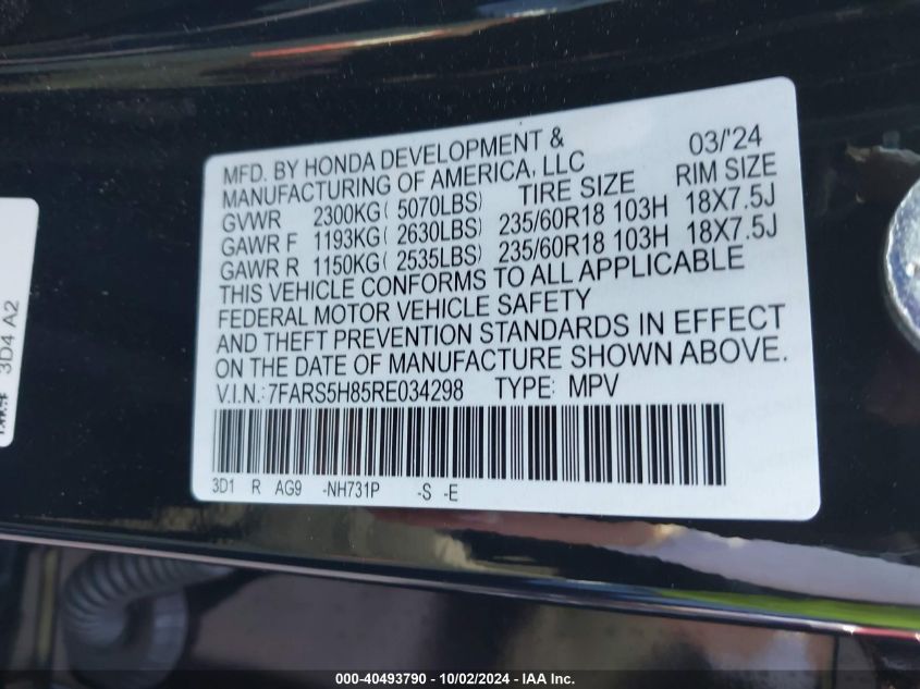 7FARS5H85RE034298 2024 Honda Cr-V Hybrid Sport-L