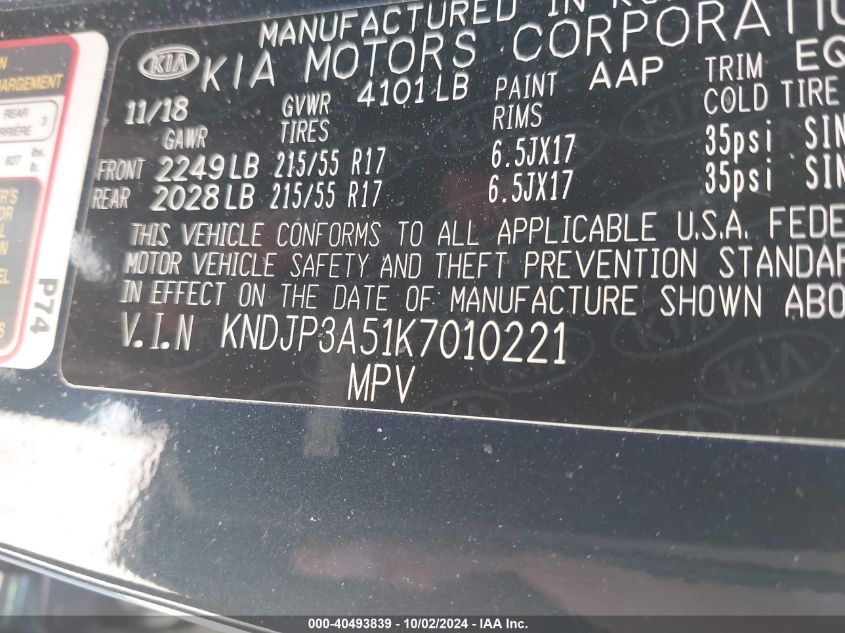 KNDJP3A51K7010221 2019 Kia Soul +