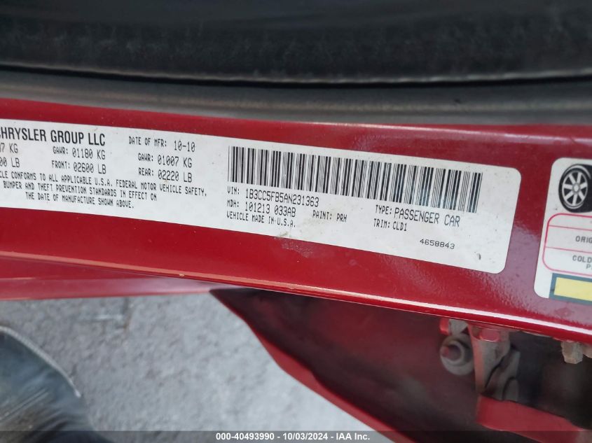 1B3CC5FB5AN231363 2010 Dodge Avenger R/T