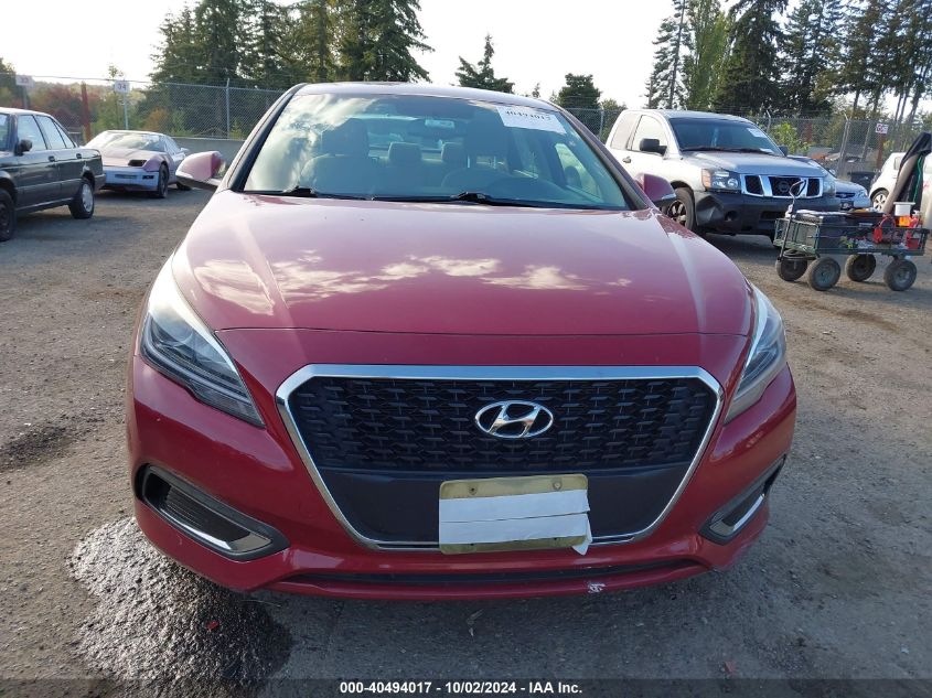 2016 Hyundai Sonata Hybrid Se VIN: KMHE24L10GA012239 Lot: 40494017