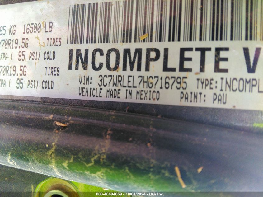 2018 Ram 4500 Chassis Tradesman/Slt/Laramie VIN: 3C7WRLFL3JG371964 Lot: 40494659