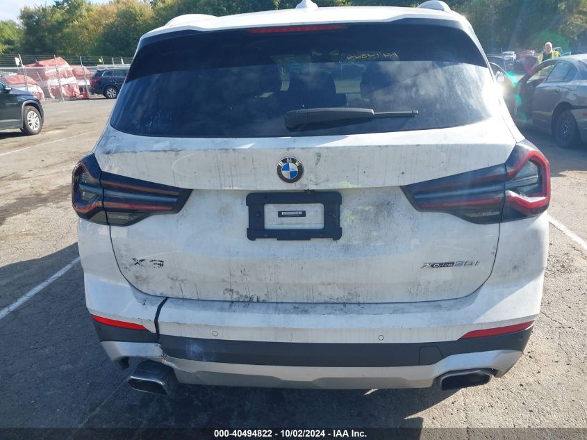 2022 BMW X3 xDrive30I VIN: 5UX53DP08N9M87198 Lot: 40494822