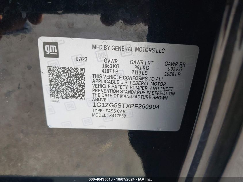 1G1ZG5STXPF250904 2023 Chevrolet Malibu Fwd Rs