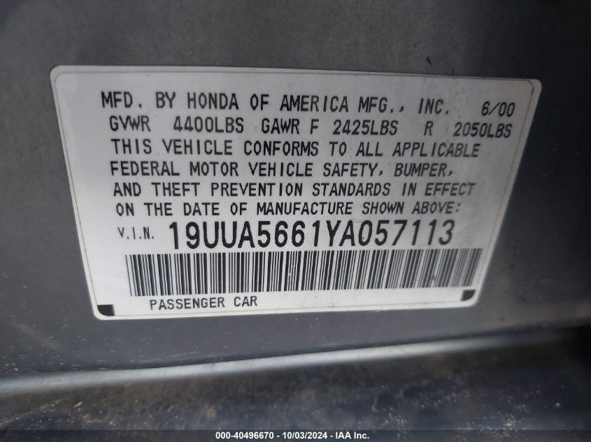 19UUA5661YA057113 2000 Acura Tl 3.2