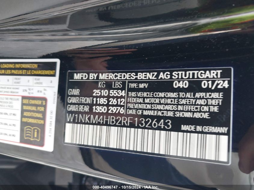 2024 Mercedes-Benz Glc 300 4Matic Suv VIN: W1NKM4HB2RF132643 Lot: 40496747