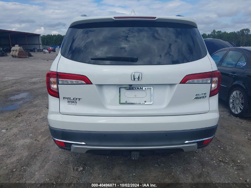 2020 Honda Pilot Awd Elite VIN: 5FNYF6H08LB014288 Lot: 40496871