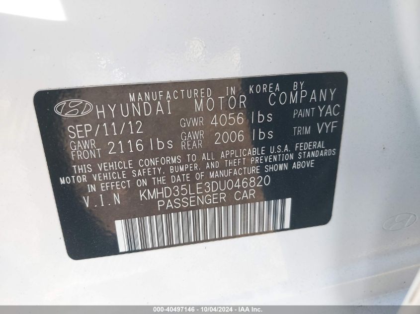 KMHD35LE3DU046820 2013 Hyundai Elantra Gt