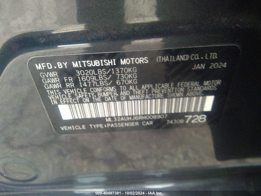 ML32AUHJ6RH008907 2024 Mitsubishi Mirage Es