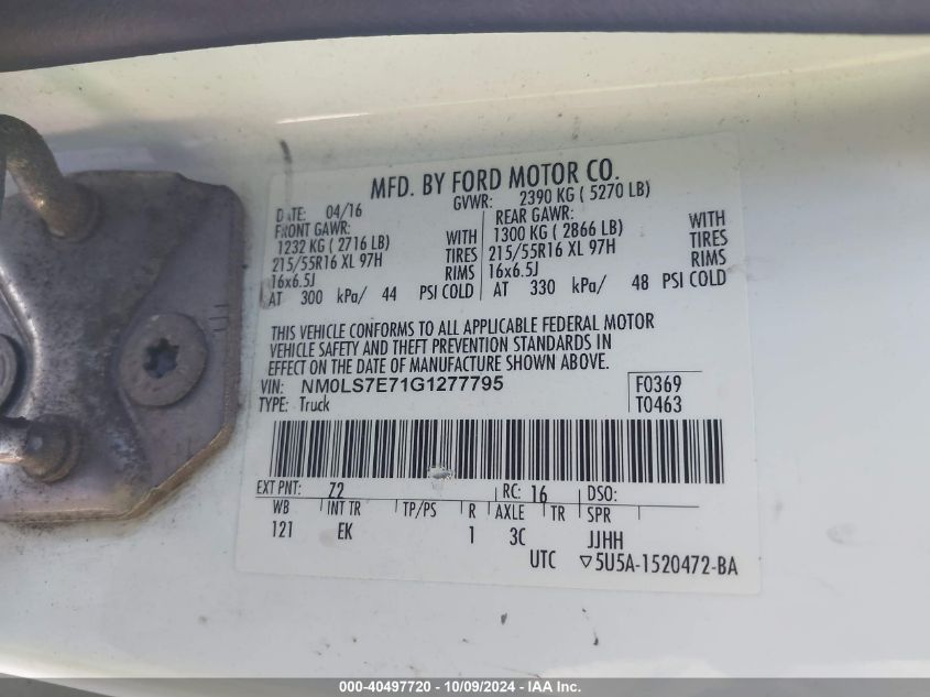 NM0LS7E71G1277795 2016 Ford Transit Connect Xl