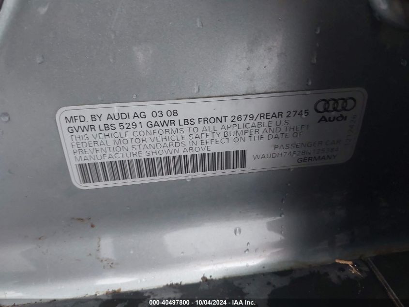 WAUDH74F28N125384 2008 Audi A6 3.2