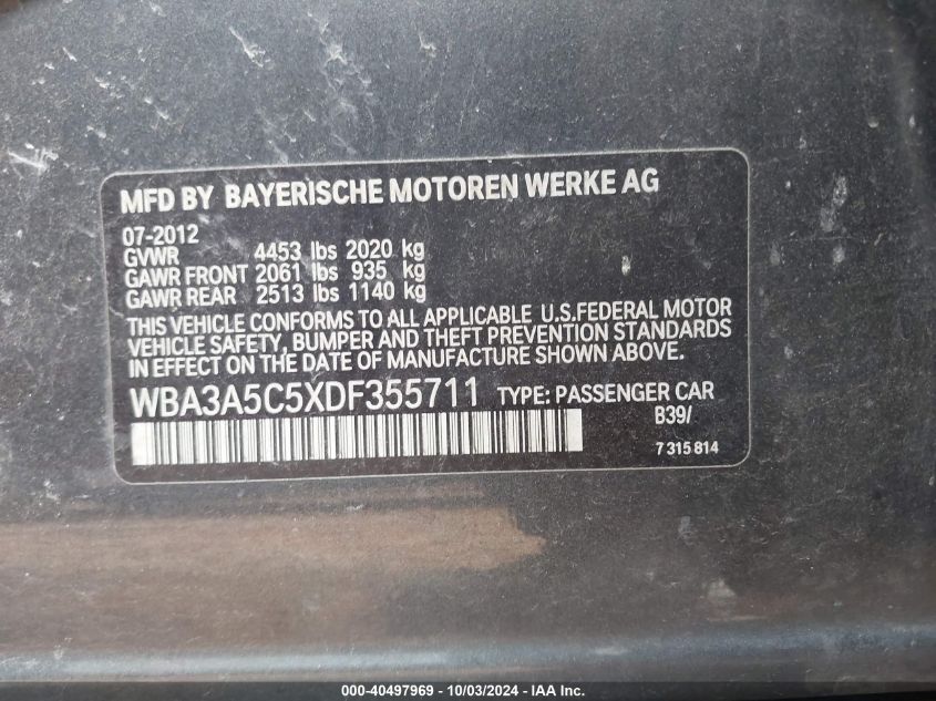 WBA3A5C5XDEF35571 2013 BMW 328I