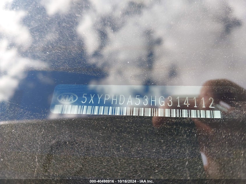VIN 5XYPHDA53HG314112 2017 KIA SORENTO 3.3L EX