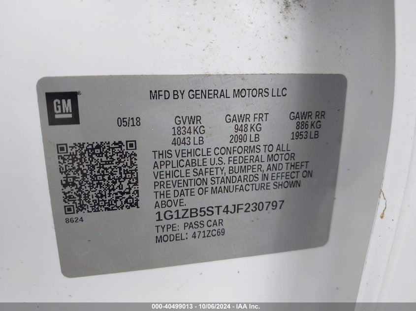 2018 CHEVROLET MALIBU 1LS - 1G1ZB5ST4JF230797