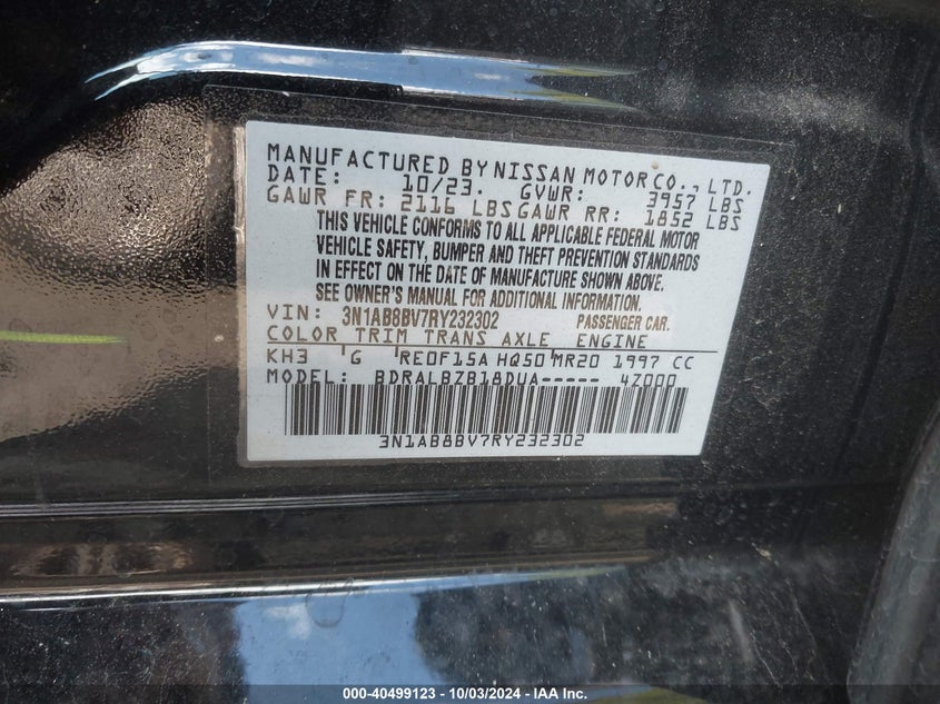 3N1AB8BV7RY232302 2024 Nissan Sentra S Xtronic Cvt