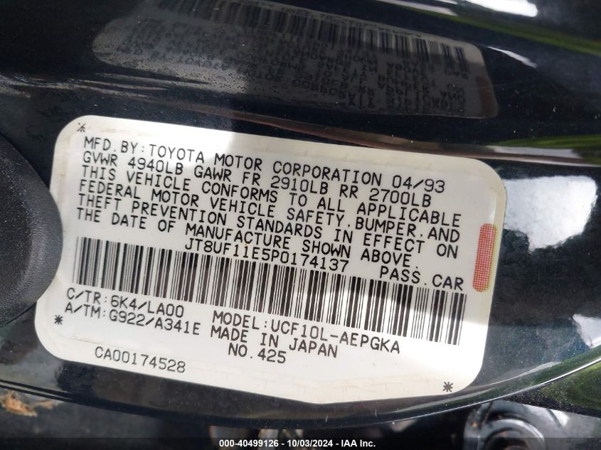 JT8UF11E5P0174137 1993 Lexus Ls 400