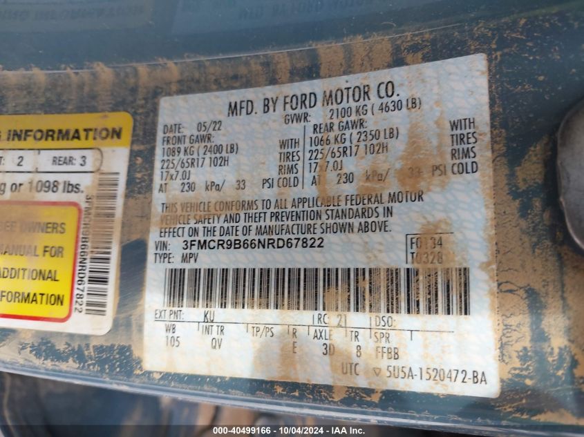 3FMCR9B66NRD67822 2022 Ford Bronco Sport Big Bend