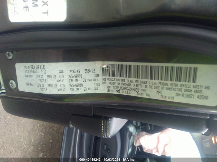 1C4PJMDB0GW240039 2016 Jeep Cherokee Limited