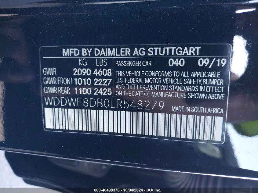 WDDWF8DB0LR548279 2020 Mercedes-Benz C 300