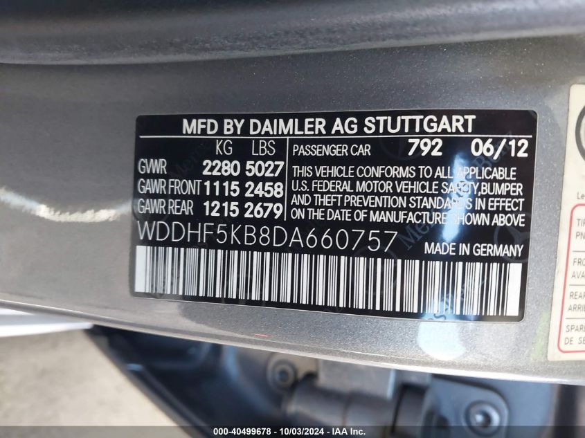 WDDHF5KB8DA660757 2013 Mercedes-Benz E 350