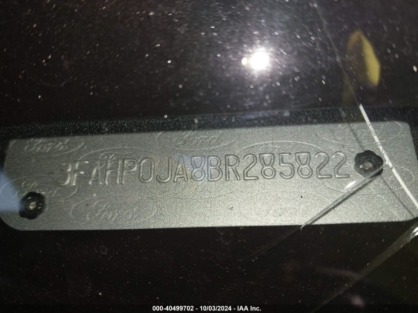 2011 Ford Fusion Sel VIN: 3FAHP0JA8BR285822 Lot: 40499702