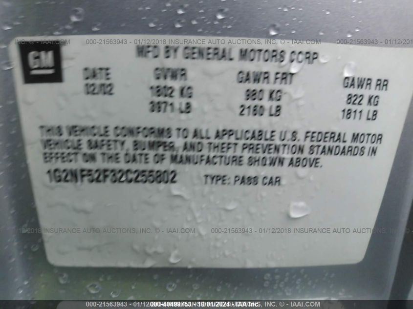 1G2NF52F32C255802 2002 Pontiac Grand Am Se1