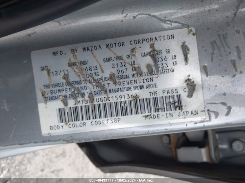 JM1BL1UG0C1591362 2012 Mazda Mazda3 I Sport