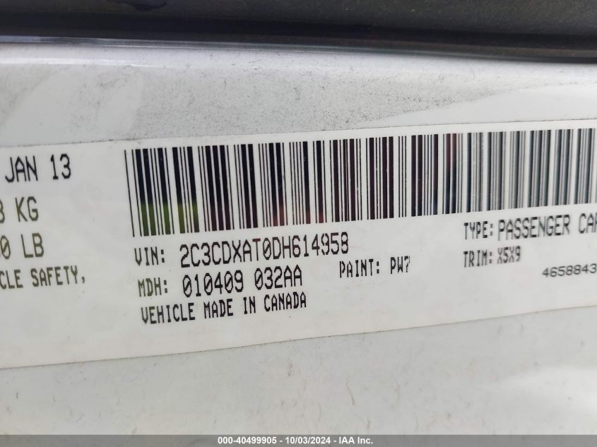 2C3CDXAT0DH614958 2013 Dodge Charger Police