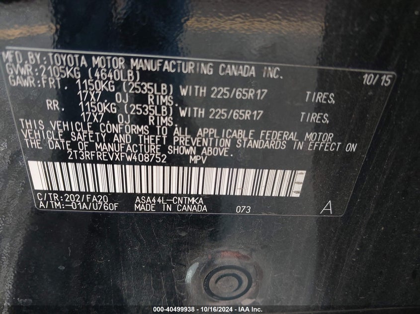 2015 TOYOTA RAV4 XLE - 2T3RFREVXFW408752