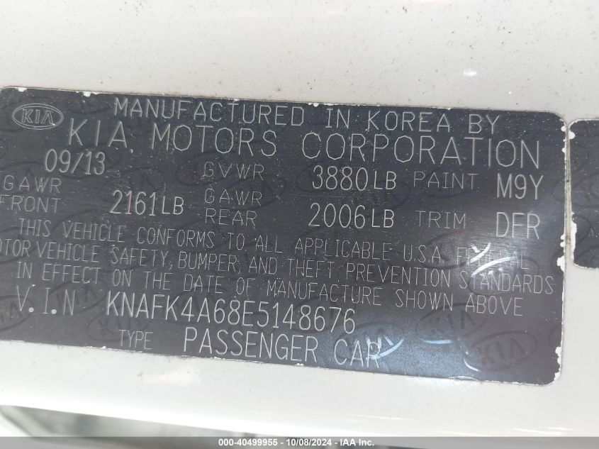 KNAFK4A68E5148676 2014 Kia Forte Lx