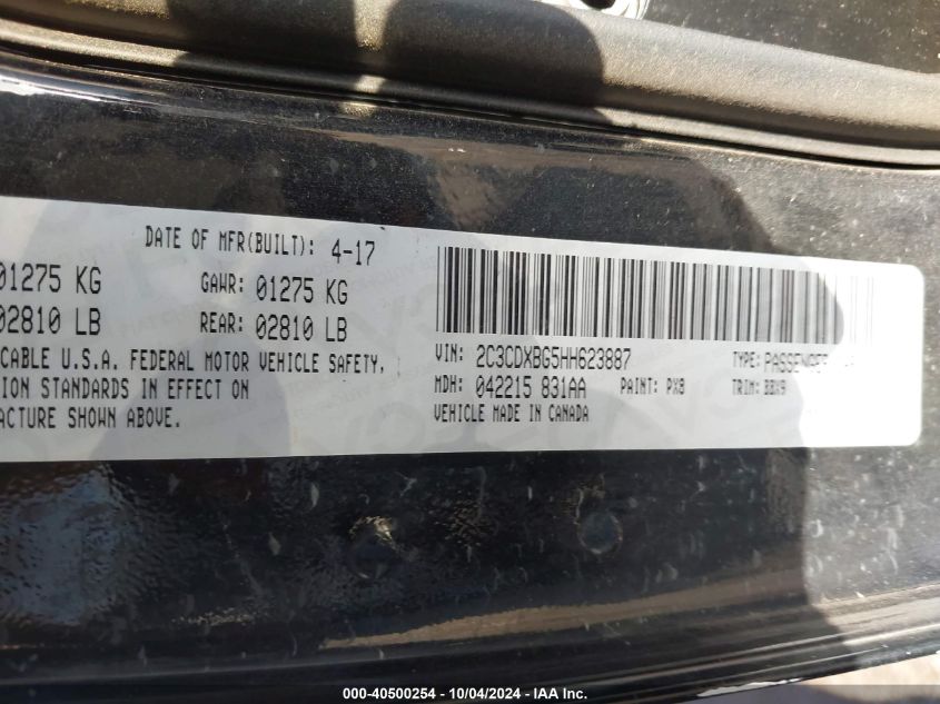 2C3CDXBG5HH623887 2017 Dodge Charger Se Rwd