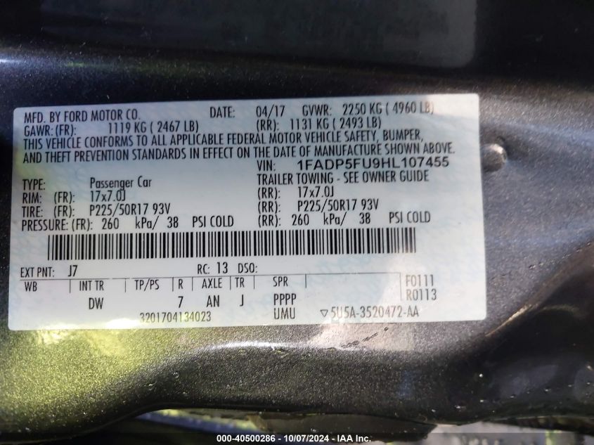 1FADP5FU9HL107455 2017 Ford C-Max Energi Titanium