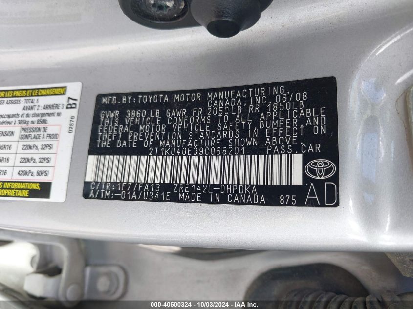 2T1KU40E39C068201 2009 Toyota Matrix