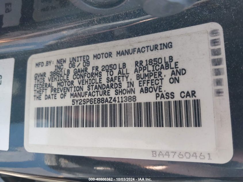 5Y2SP6E88AZ411388 2010 Pontiac Vibe